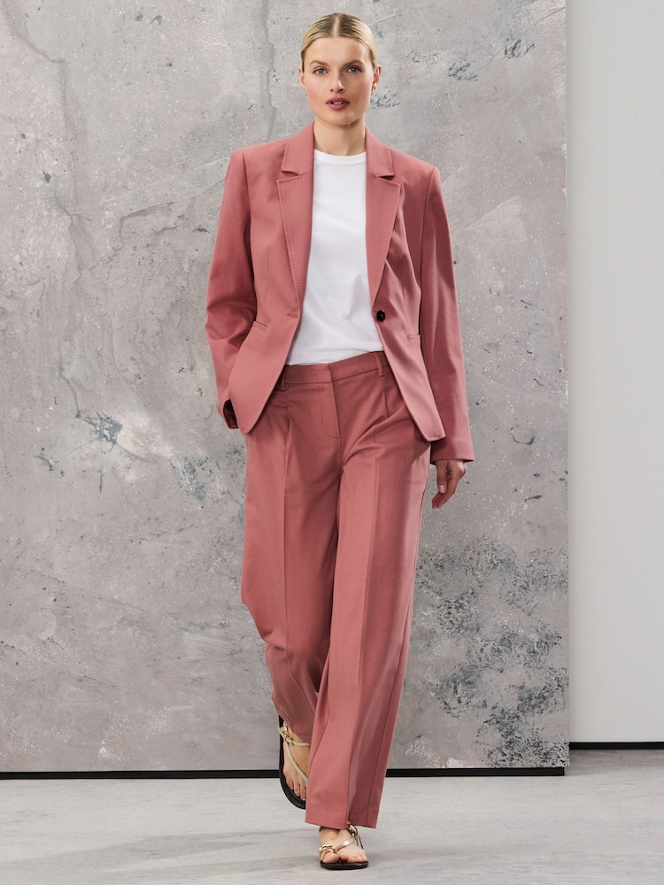 Pink Tailored Straight Trousers With Wool - Image 2 of 7
