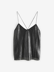 Black Matte Sequin V-Neck Cami Top - Image 4 of 6