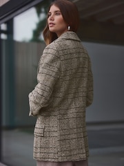Neutral Premium Check Double Breasted Blazer With Wool - Image 3 of 9