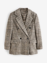 Neutral Premium Check Double Breasted Blazer With Wool - Image 5 of 9