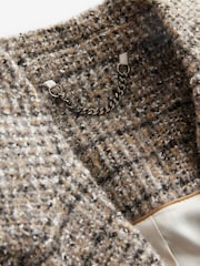 Neutral Premium Check Double Breasted Blazer With Wool - Image 7 of 9