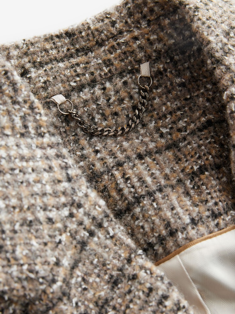 Neutral Premium Check Double Breasted Blazer With Wool - Image 7 of 9