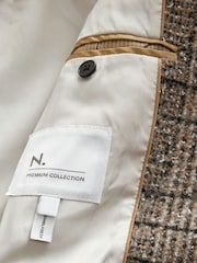 Neutral Premium Check Double Breasted Blazer With Wool - Image 9 of 9