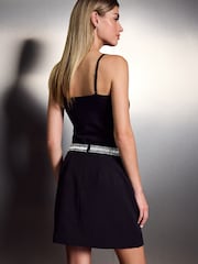 Black Sparkle Rhinestone Embellished Mini Skirt - Image 3 of 8