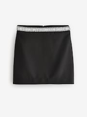 Black Sparkle Rhinestone Embellished Mini Skirt - Image 6 of 8