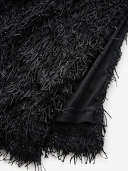 Black Fringe Sequin Bandeau Midi Dress - Image 7 of 8