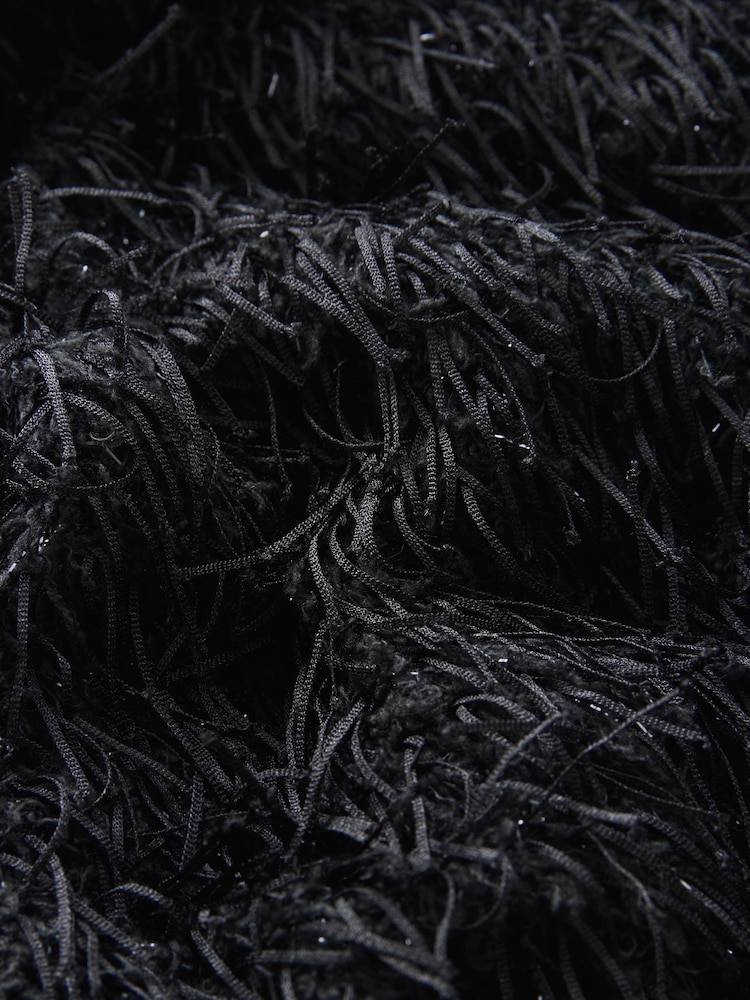 Black Fringe Sequin Bandeau Midi Dress - Image 8 of 8
