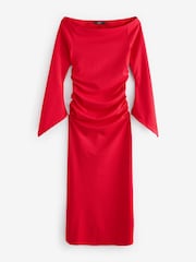 Red Bardot Long Sleeve Ruched Maxi Dress - Image 5 of 7