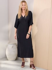 Cotton Traders Black Kimono Maxi Dress - Image 1 of 4