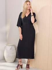 Cotton Traders Black Kimono Maxi Dress - Image 3 of 4
