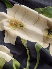 Kew Black Floral Placement Long Sleeve Ruched Side Mesh Top - Image 7 of 8