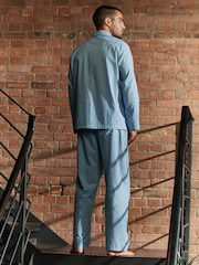 Blue Stripe Long Sleeve 100% Cotton Shirt Pyjamas Set - Image 2 of 10