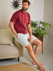Berry Red/Grey Jersey Pyjamas Shorts Set - Image 2 of 11