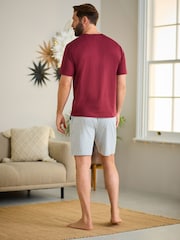 Berry Red/Grey Jersey Pyjamas Shorts Set - Image 3 of 11