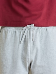 Berry Red/Grey Jersey Pyjamas Shorts Set - Image 5 of 11