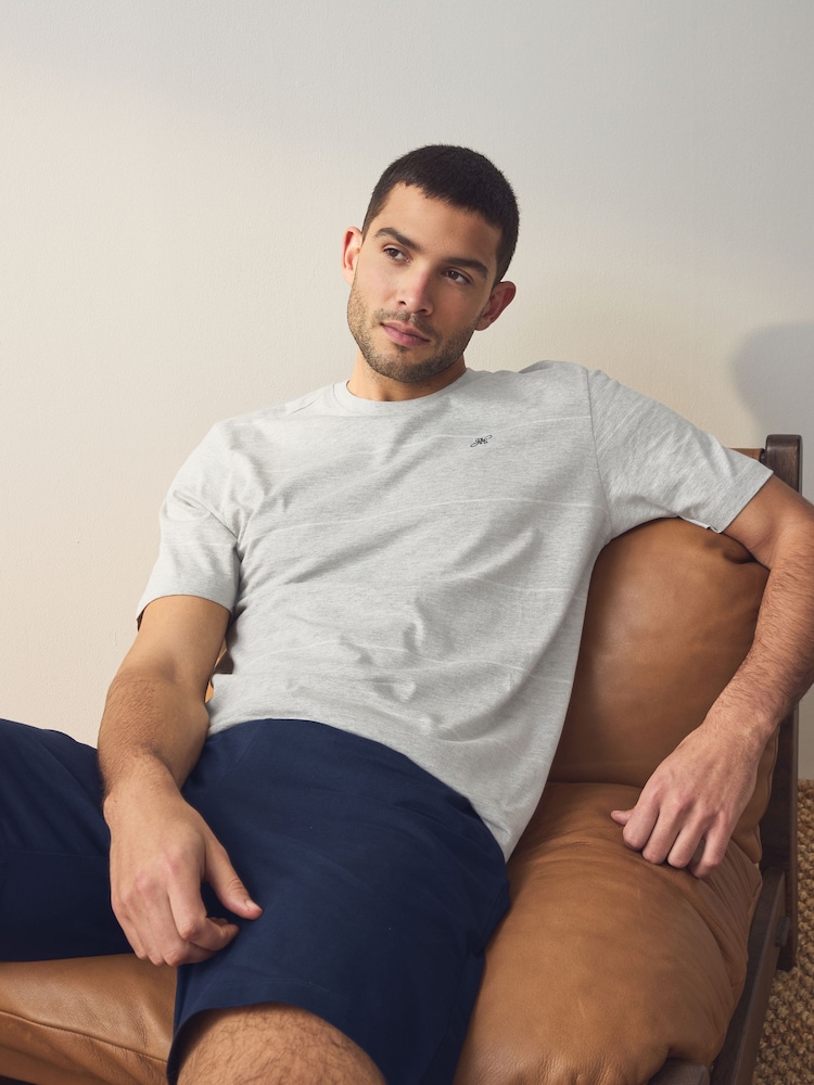Grey Stripe Jersey Pyjamas Shorts Set - Image 1 of 9