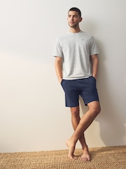 Grey Stripe Jersey Pyjamas Shorts Set - Image 2 of 9