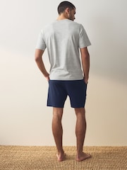Grey Stripe Jersey Pyjamas Shorts Set - Image 3 of 9