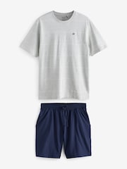Grey Stripe Jersey Pyjamas Shorts Set - Image 5 of 9