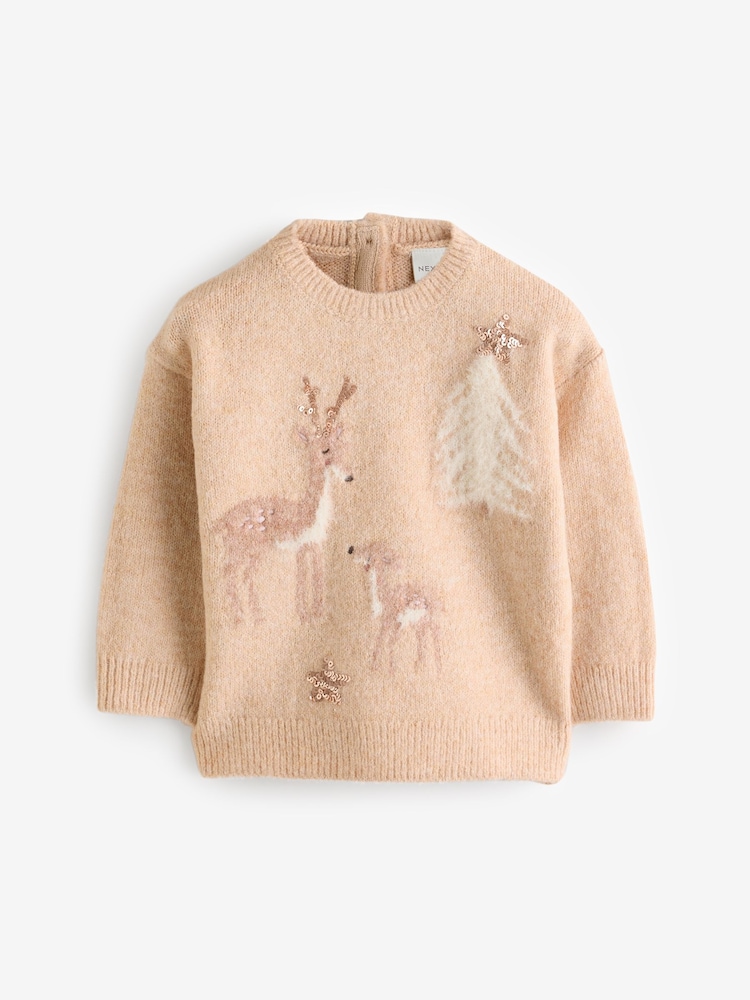 Cream Christmas Long Sleeve Jumper - Image 1 of 1