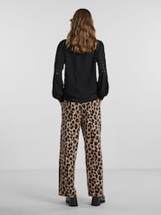 PIECES Black Leopard Print Trousers - Image 2 of 5