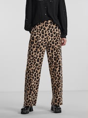 PIECES Black Leopard Print Trousers - Image 3 of 5