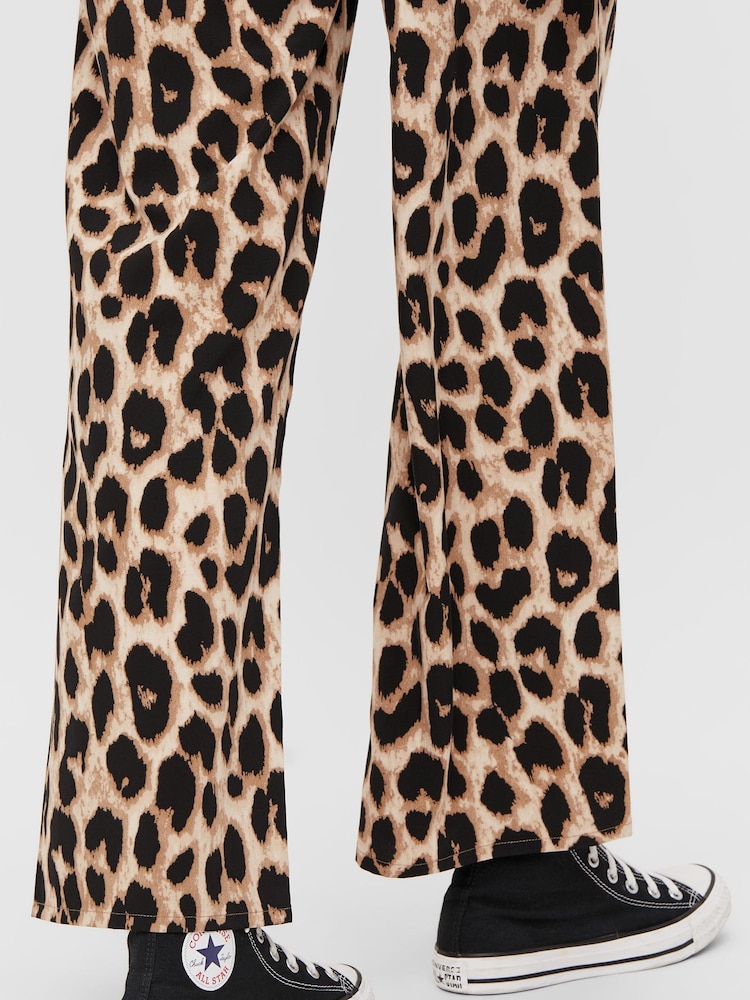 PIECES Black Leopard Print Trousers - Image 5 of 5