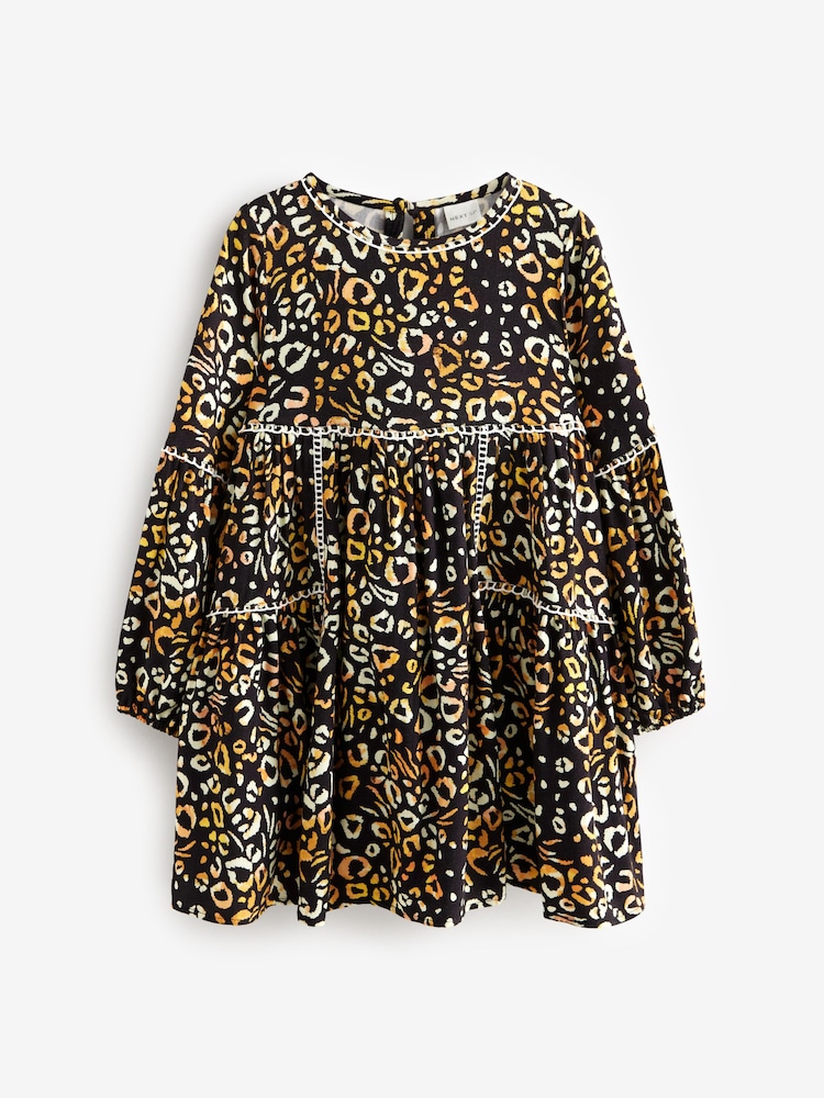 Black Tiered Animal All Over Print Dress - Image 1 of 1