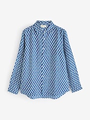 Aspiga Blue Mens Printed Linen Shirt - Image 5 of 5