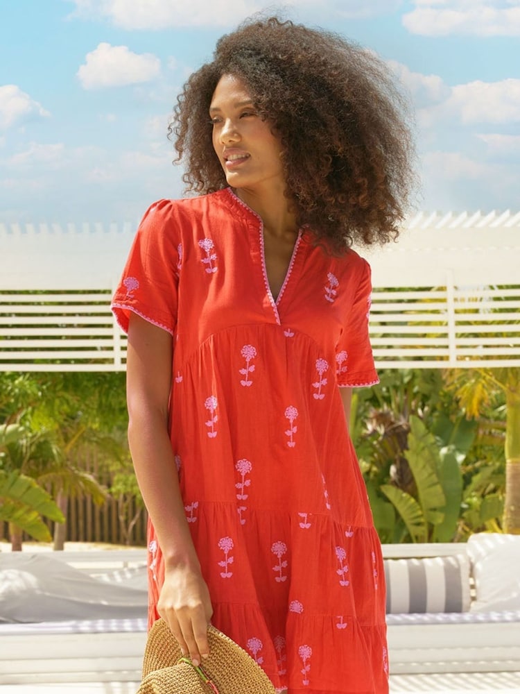 Aspiga Red India Embroidered Dress - Image 1 of 4