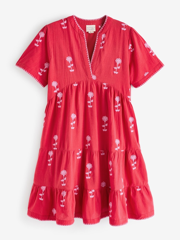 Aspiga Red India Embroidered Dress - Image 4 of 4