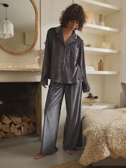 Grey Sparkle Velour Button Through Pyjamas - Image 3 of 6
