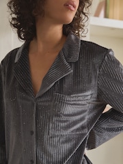 Grey Sparkle Velour Button Through Pyjamas - Image 5 of 6