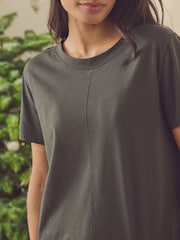 Charcoal Grey Gingham Heart 100% Cotton Short Sleeve Pyjamas - Image 5 of 6
