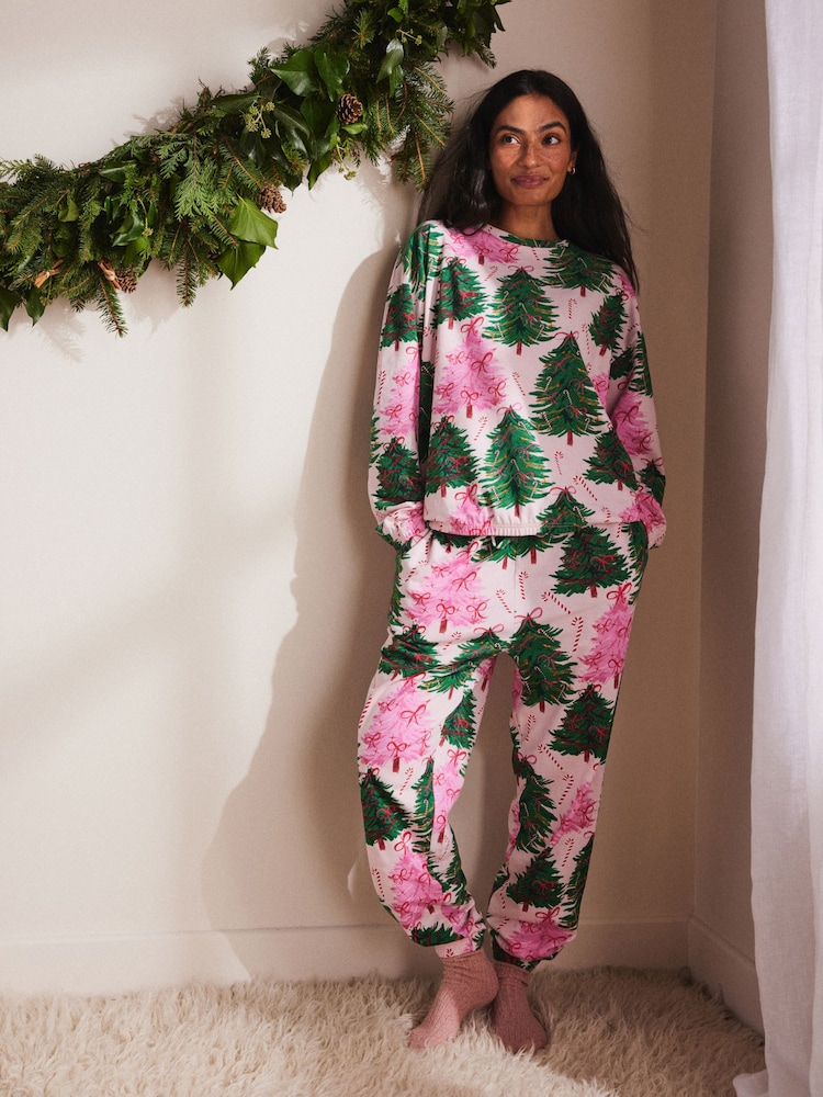 Pink Christmas Trees 100% Cotton Long Sleeve Pyjamas - Image 2 of 8