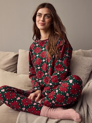 Red Snowflake 100% Cotton Christmas Long Sleeve Pyjamas - Image 1 of 9