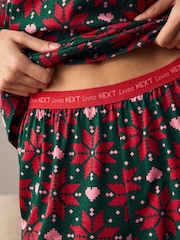 Red Snowflake 100% Cotton Christmas Long Sleeve Pyjamas - Image 4 of 9
