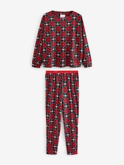 Red Snowflake 100% Cotton Christmas Long Sleeve Pyjamas - Image 5 of 9