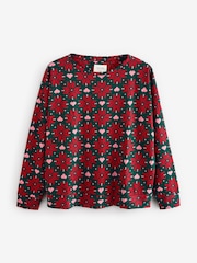 Red Snowflake 100% Cotton Christmas Long Sleeve Pyjamas - Image 6 of 9