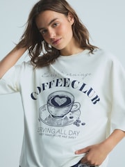 Navy Blue Coffee Club - بيجامة ناعمة من القطن 100% بكُم قصير - صورة 4 من 10