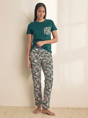 Green Woodland 100% Cotton Short Sleeve Pyjamas - Image 2 of 10