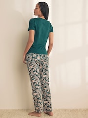 Green Woodland 100% Cotton Short Sleeve Pyjamas - Image 3 of 10