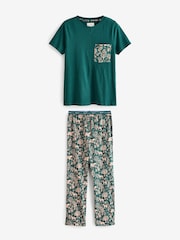 Green Woodland 100% Cotton Short Sleeve Pyjamas - Image 5 of 10