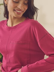 Burgundy Red 100% Cotton Long Sleeve Pyjamas - Image 3 of 4