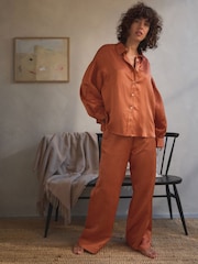Orange Linen Blend Button Through Pyjamas - Image 2 of 6