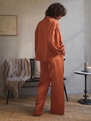 Orange Linen Blend Button Through Pyjamas - Image 3 of 6