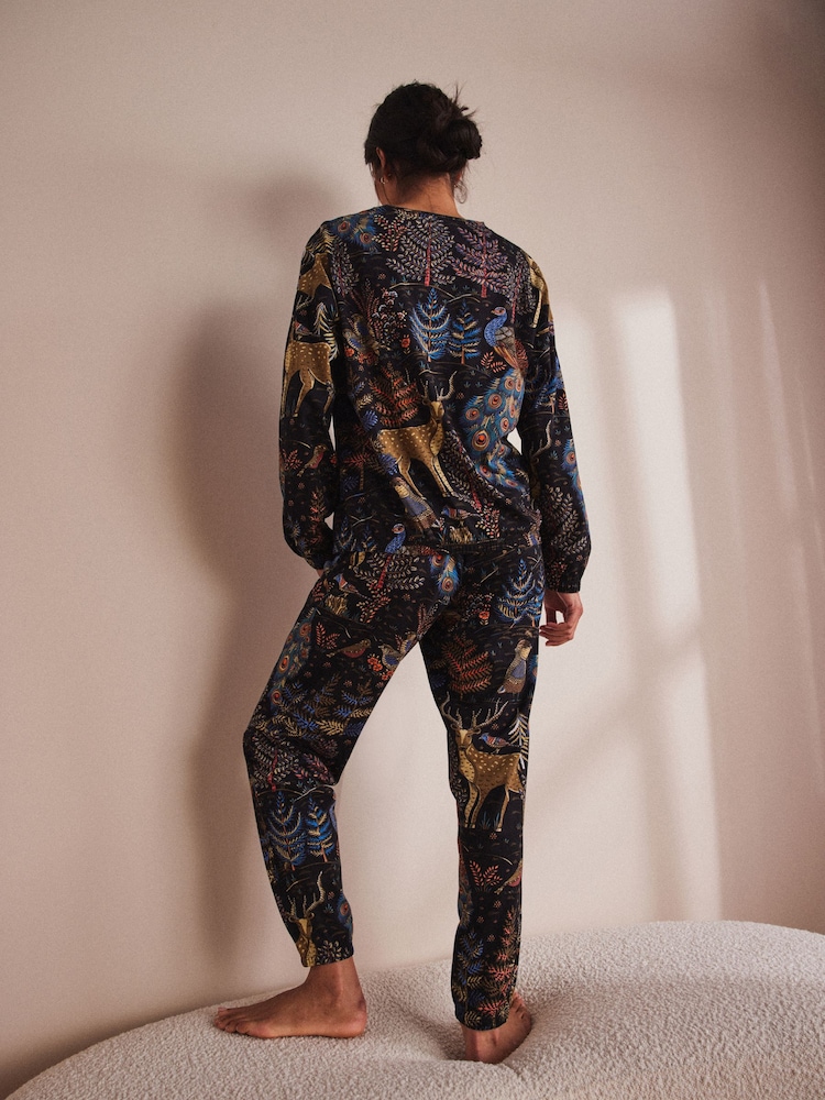 Black Peacock 100% Cotton Long Sleeve Pyjamas - Image 2 of 6