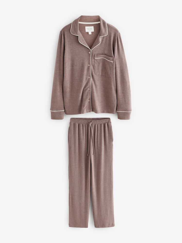 Mink Brown Cosy Button Through Pyjamas - Image 5 of 10