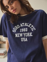 Navy Soho - Kurzärmliger, kuscheliger Pyjama aus 100 % Baumwolle - Bild 5 von 10