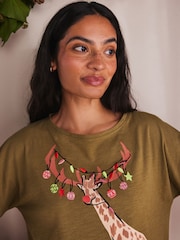 Green Giraffe 100% Cotton Short Sleeve Pyjamas - Image 5 of 7
